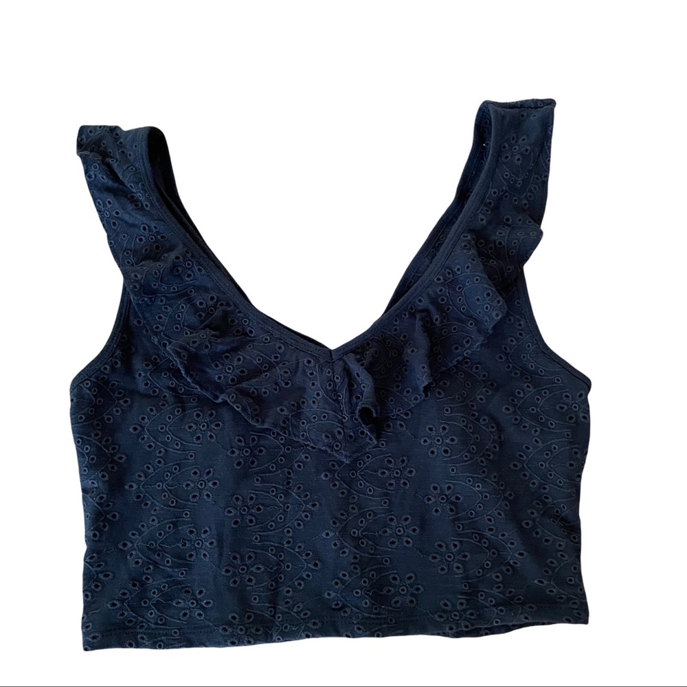 NWT Hollister Black Ruffle Floral Top
